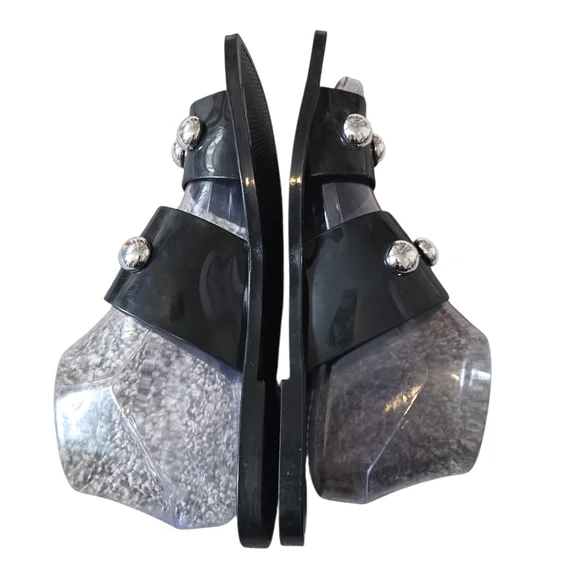 SCHUTZ Lizzie Studded Black Jelly Sandals 9 - Picture 5 of 13